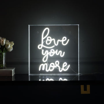 Love You More Square Contemporary Glam Acrylic Box USB Operated LED Neon Light - JONATHAN Y